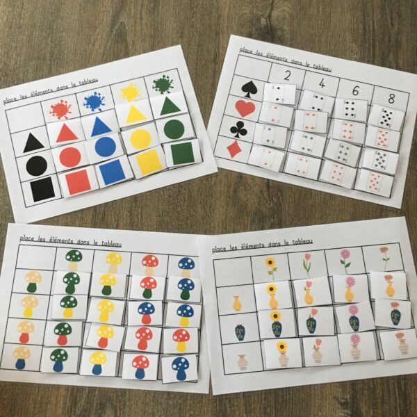 activité mathématiques - maternelle - tableau à double entrée