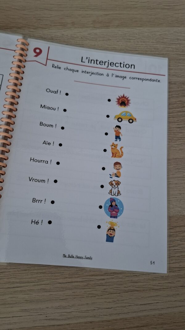 livret d'activités les natures des mots pour réviser la grammaire. Exercices sur les interjections