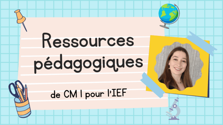 Visuel de couverture de l’article "Les ressources pédagogiques de CM1 en IEF", avec le portrait de l'autrice