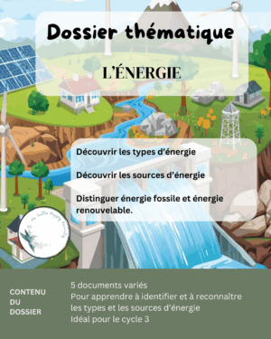 dossier pédagogique sur l'énergie cycle 3 avec supports à manipuler pour comprendre les sources et les types d'énergie