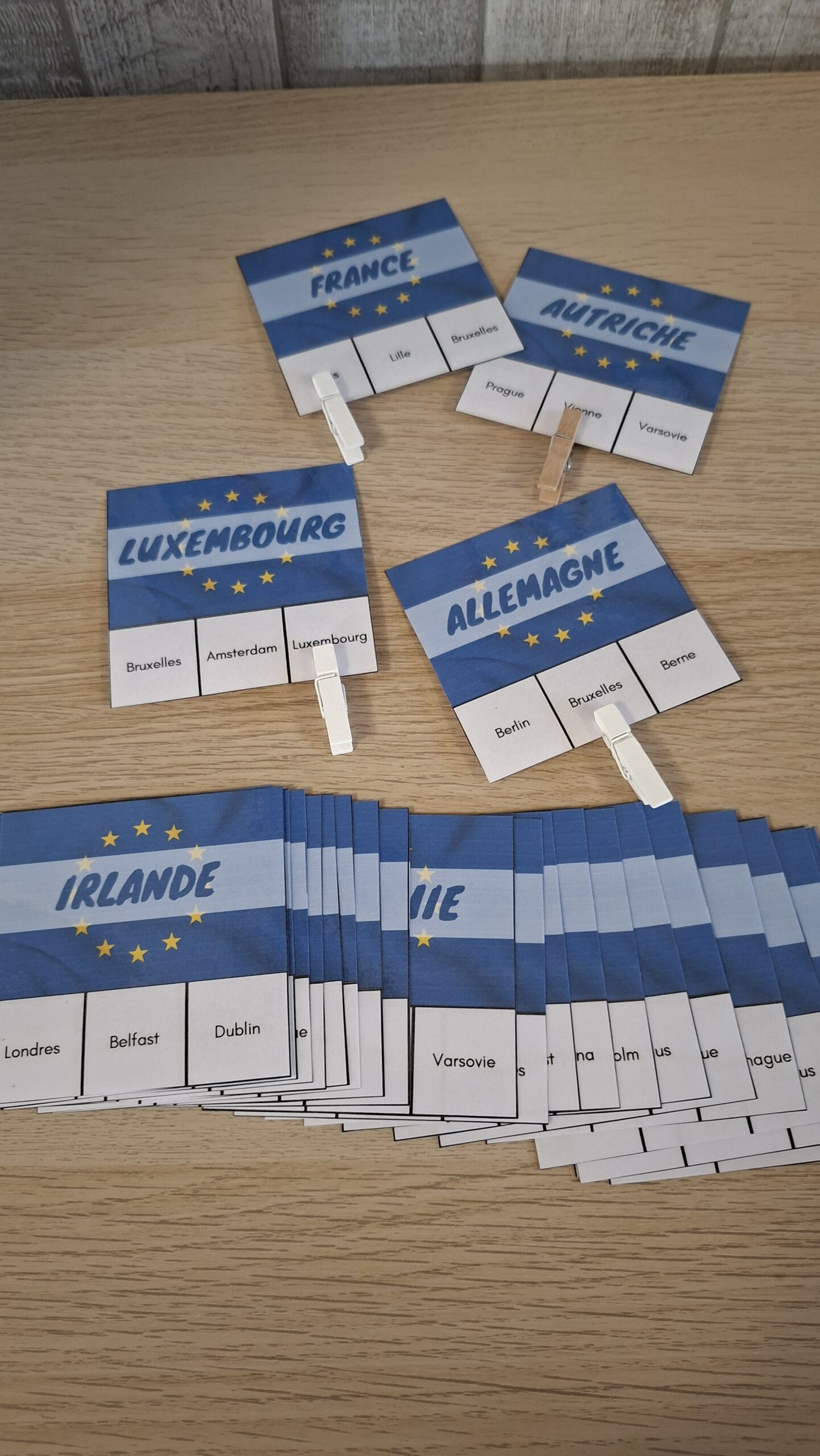 Dossier pédagogique Union européenne - cartes à pinces capitales pays union européenne - collège