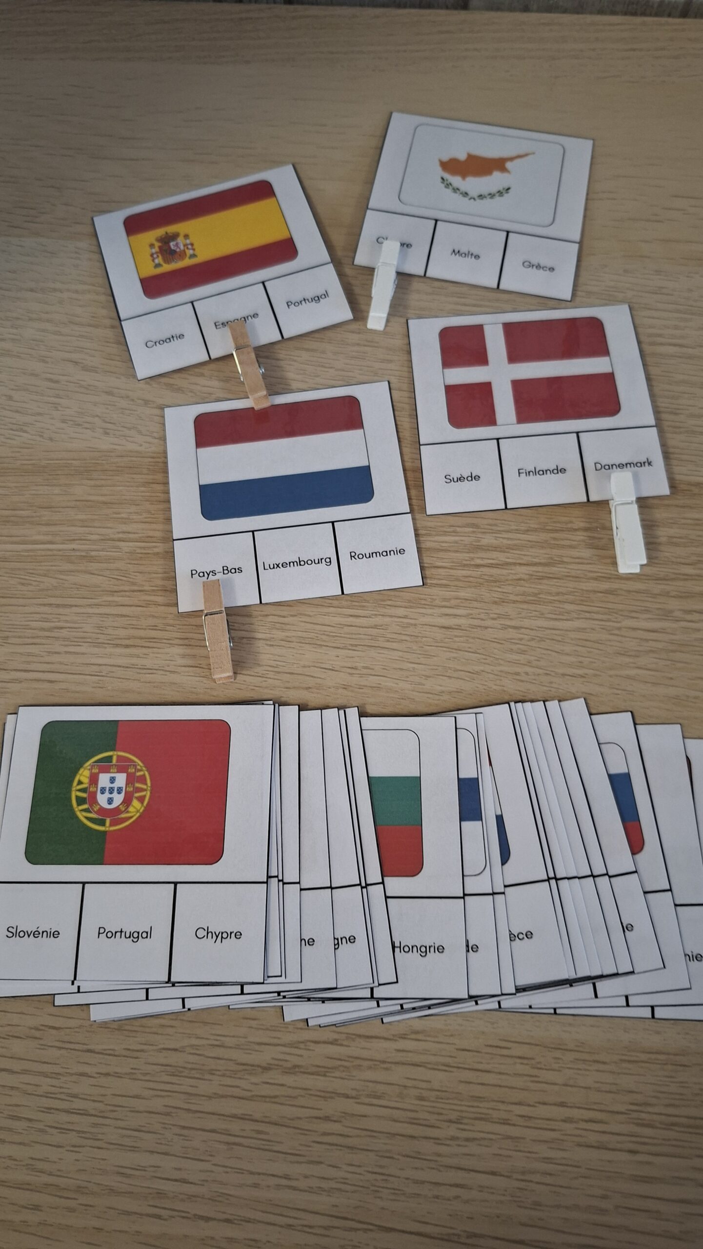 Dossier pédagogique Union européenne - cartes à pinces drapeaux pays union européenne - collège
